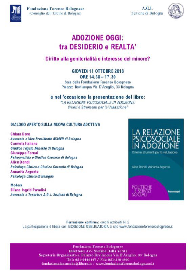 ADOZIONE OGGI: tra DESIDERIO e REALTÀ Disitto alla genitorialità o interesse del minore?